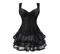 Medieval Costume for Women Halloween Gothic Victorian Sleeveless Edwardian Dress Off the Shoulder Pirate Dresses Knee Length Vintage Renaissance Ladies Punk Cosplay Dress, Dark Gray, S