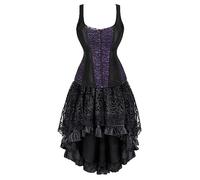 Medieval Costume for Women Halloween Retro Victorian Sleeveless Off the Shoulder Renaissance Lolita Tea Party Midi Pirate Costumes Gothic Punk Ladies Dresses Cosplay Dress, Purple, L