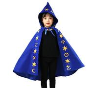 Medieval Costume Halloween Wizard Pointed Hat Kids Cape Robe Party Performance Attire Gothic Renaissance Garment Set