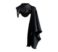 Medieval Costume Men Knight Costume Adult Halloween Costume Cape Medieval Black Cloak Shawl Black Steampunk Shrug Cape Lace Up Cloak Shawl Cosplay Party Costume Fancy Dress Halloween Decoration
