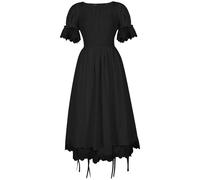 Medieval Costume, Renaissance Dress Women Fairy Gothic Gown Irish Costume Set for Party Flare Sleeve Corset Halloween Victorian Short Outdoor Decorations Retro Elegant (Black,M)