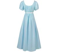 Medieval Costume Women Corset 18th Century Court Renaissance Dress Victoria Ball Gown Retro Trumpet Lace up Ren Faire Dress for Halloween Costumes Short Sleeve Cosplay UK Size S-2xl B-Blue