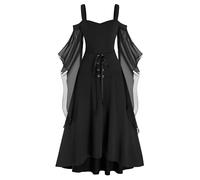Medieval Costume Women Halloween Costumes for Women Gothic Dresses Cold Shoulder Victorian Carnival Outfits Carnival Medieval Costume Long Maxi Dress A-Line Mini Dress Streetwear