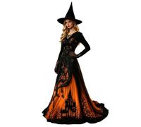 Medieval Costume Women Halloween Gothic Maxi Dress Lace Vintage | Round Neck Long Sleeve Victorian Queen Dresses Branch Print Floor Length Renaissance for Party Events Cosplay