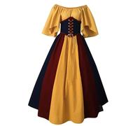 Medieval Costume Women Medieval Costume Women Vintage Renaissance Flare Sleeve High Waist Maxi Dress With Corset Ladies Fairy Gothic Gown Irish Chemise Peasant Fancy Dress Halloween Cosplay Costumes