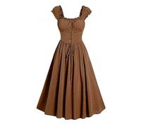 Medieval Costume Women Plus Size Fairy Dress Ladies Renaissance Peasant Chemise Fastival Carnival Costume Retro Gown Lace up Nightgown Steampunk Corset Elegant Dresses up Size S-2xl