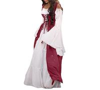 Medieval Costume Women Renaissance Vintage Gothic Floor Length Dress Sweetheart Dress Halloween Carnival Party Club Cocktail Party Gothic Traditional Halloween Palace Royal Dress Fancy Maxi Dress Red