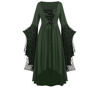 Medieval Costume Women Traditional Irish Dress Costume Medieval Dress Women Irish Vintage Gothic Costume Costumes Witch Cosplay Halloween Fancy Dress Robes Butterfly Sleeve Victorian Gown Long Dress
