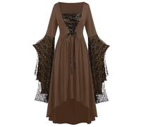 Medieval Costume Women Traditional Irish Dress Costume Medieval Dress Women Irish Vintage Gothic Costume Costumes Witch Cosplay Halloween Fancy Dress Robes Butterfly Sleeve Victorian Gown Long Dress