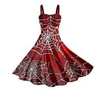 Medieval Costume Womens Steampunk Rockabilly Dress Pleated Loose Swing Ghost Skull Novelty Drawstring Corset Party Lady Long Sleeve Costumes For Adult Women Halloween