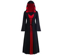 Medieval Costume Womens Witch Hooded Costume Corset Halloween Victorian Corset Long Flare Sleeve Moon Lolita Fairy Long Dresses for Halloween Party Evening Clothing Size Uk