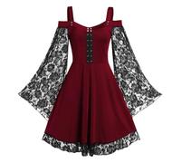 Medieval Costumes for Womens Vintage Gothic Punk Tunic Hoodie for Halloween Carnival Vampire Costume Women Plus Size Floor Length Off Shoulder Steampunk Clothes Victorian Event