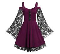 Medieval Costumes for Womens Vintage Gothic Punk Tunic Hoodie for Halloween Carnival Vampire Costume Women Plus Size Floor Length Off Shoulder Steampunk Clothes Victorian Event
