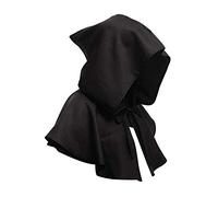 Medieval Cowl Hat Halloween Costumes Wicca Pagan Hood Cosplay Costumes Hooded Poncho for Men Women Hooded Witch Cowl Hat Halloween Props Robe Short Cape Costume Cloak Christmas Hood Cape Fancy Dress