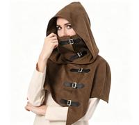 Medieval Cowl Hooded Cloak with Buckle Short Friar Monk Wizard Cape