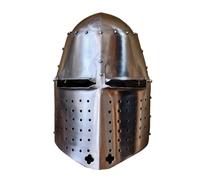 Medieval Crusader Great Helm - 14th Century European Knight's Full Face Helmet for Reenactment & Display