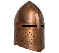 Medieval Crusader Helmet Copper 18-Gauge Steel 23x20x29cm LARP Cosplay Authentic