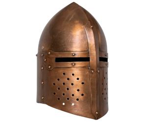 Medieval Crusader Helmet Copper 18-Gauge Steel 23x20x29cm LARP Cosplay Authentic