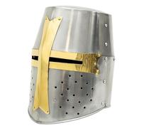 Medieval Crusader Helmet Medieval Crusader Helmet - Full-Size Knight Armor Replica with Cross Detail - LARP, Costume, and Display | Halloween Decor Gift