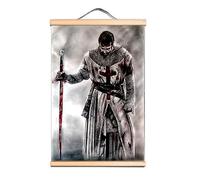 Medieval Crusader Knight Decor Wall Chart Beautiful Gift for History Enthusiasts - Vintage Knights Templar Poster Solid Wood Scroll Painting 5 (30X45 CM)