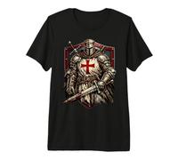 Medieval Crusader Templar Cross Distressed Premium T-Shirt