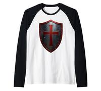 Medieval Crusader Templar Cross Distressed Raglan Baseball Tee