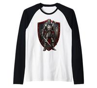 Medieval Crusader Templar Cross Distressed Raglan Baseball Tee