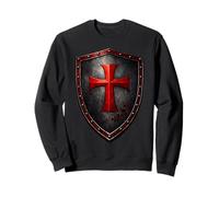 Medieval Crusader Templar Cross Distressed Sweatshirt