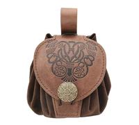 Medieval Cube Bag Waist PU Leather Coin Embossed Change Purse Old Styles Belt Pack for Carnivals Old Styles Medieval Cube Change Bagpu Leather Coin Side Pack