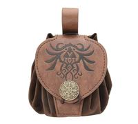 Medieval Cube Bag Waist PU Leather Coin Embossed Change Purse Old Styles Belt Waist Pack for Carnivals Medieval Embossed Belt Pu Leather Cube Coin Purse Old Styles Side Pack