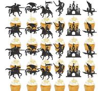 Medieval Decorations, Dinosaur Cake Decorations, Castle Knight Party Decoration Accessories, Medieval Birthday Party, Baby Shower, Cupcakes, Pack of 24