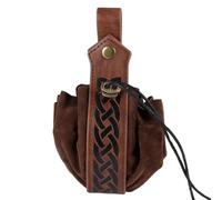 Medieval Dice Pouch - 6.3 Inches PU Leather Drawstring | 24g Embossed Belt Bags - Vintage Coin and Dice Storage for Cosplay Renaissance Fairs LARP Events Festivals and Everyday Use