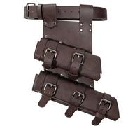 Medieval Double Sword Frog Holder Sheath Holster with Belt Retro Viking Knight Renaissance Accessory Ren Faire Cosplay (Dual-Brown)