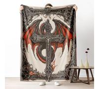 Medieval Dragon Blanket for Couch, Gothic Magical Animal Fleece Blanket 60"x80" Warm Soft, Magic Fantasy Animal Throw Blanket for Bed, Cozy Lightweight Washable Bedding for All Season