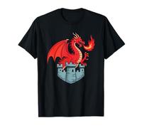 Medieval Dragon Conquering the Castle Table Top Gaming T-Shirt
