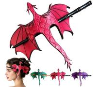Medieval Dragon Hair Stick, Fantasy Gothic Leather Dragon Wing Hairpin, Handcrafted Viking/Medieval Hair Accessories with Wood Stick, Halloween for Cosplay & Daily Wearing