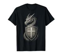 Medieval Dragon Knight Templar Shield Cross T-Shirt