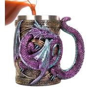 Medieval Dragon Mug - 3D Gothic Tankard, Stainless Steel Beer Stone, Coffee Mug for Dragon Lovers, Fantasy Themed Decoration Cup Gothic Style for Parties, Medieval Cosplay Occasions