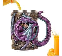 Medieval Dragon Mug - 3D Gothic Tankard, Stainless Steel Beer Stone, Coffee Mug for Dragon Lovers, Fantasy Themed Decoration Cup Gothic Style for Parties, Medieval Cosplay Occasions