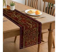 Medieval Dragon Table Runner, Vintage Ornate Pattern Autumn Kitchen Dining Decor for Home Family Gatherings Holiday Celebrations 13x72 Inch