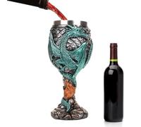 Medieval Dragon Wine Glass - 3D Embossed Gothic Stem Glass with Stainless Steel Coating | Fantasy Dragon Ornament for Home and Theme Party Decorations (1