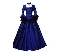 Medieval Dress Women Renaissance Halloween Costumes Gothic Court Gowns Plus Size Bow Tie Vintage Tea Party Prom Dress Elegant Retro Goth Princess Ball Gown 1800s Rococo Maxi Dress with Bell Sleeve