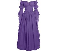 Medieval Dress Women Square Neck Long Sleeve Formal Gown