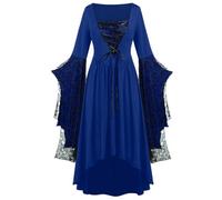 Medieval Dress Women's Bat Sleeves, Renaissance Dresses Women's Vampire Irregular Witch Dress with Lacing Sexy Gothic Witch Party Dress Skull Lace Halloween Costume Carnival Festival S-5XL
