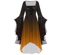 Medieval Dress Women's Bat Sleeves, Renaissance Skull Dresses Women's Vampire Irregular Witch Dress with Lacing Sexy Gothic Mini Dress Halloween Carnival Costume Witch Clothing Party Dress