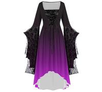 Medieval Dress Women's Bat Sleeves, Renaissance Skull Dresses Women's Vampire Irregular Witch Dress with Lacing Sexy Gothic Mini Dress Halloween Carnival Costume Witch Clothing Party Dress