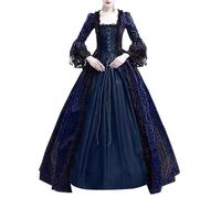 Medieval Dress Women's Queen, Renaissance Maxi Dress Women's Trumpet Sleeves, Victorian Palace Lace Dress Floor Length Cocktail Dress Halloween Outfit Carnival Princess Party Dress Cosplay