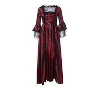 Medieval Dress Women's Queen, Renaissance Maxi Dress Women's Trumpet Sleeves, Victorian Palace Lace Dress Floor Length Cocktail Dress Halloween Outfit Carnival Princess Party Dress Cosplay