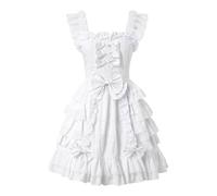 Medieval Dresses for Women Halloween Pirate Peasant Sleeveless Plus Size Elastic Waist Cosplay Party Mini Wedding Dress Gothic Punk Costume Renaissance Outfit Irish Dress, White, L