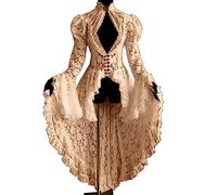Medieval Dresses Women's Lace, Renaissance Lace Dress Women's Trumpet Sleeves Vintage Hollow Irregular Ball Dress Victorian Tailcoat Dress Halloween Dress Cosplay Tuxedo Uniform Party Dress